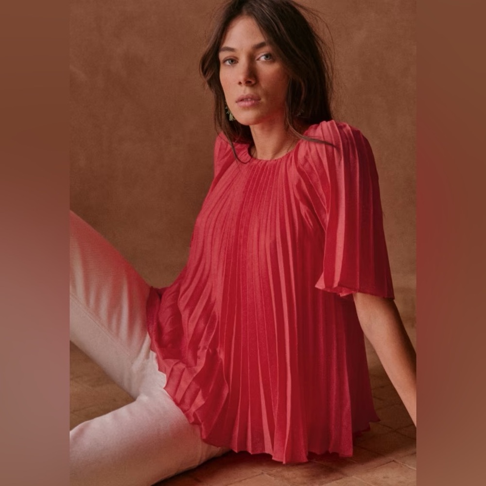 Sezane Romy Blouse Poppy Size 34 US 2 - Picture 6 of 7